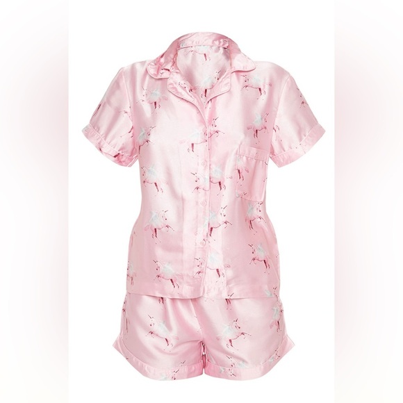 Pink Unicorn Print Women's Pajama Set - Picture 1 of 6